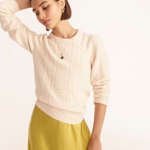 NWT J.Crew | Stretch Wool Cable-knit Crewneck Sweater | HTHR MUSLIN | XXS